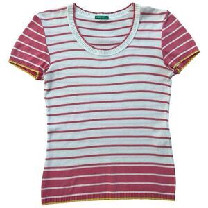 United Colors of Benetton Vintage Striped Tee shirt Sweater Y2K Size S